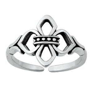 .925 Sterling Silver Fleur De Lis Toe Ring